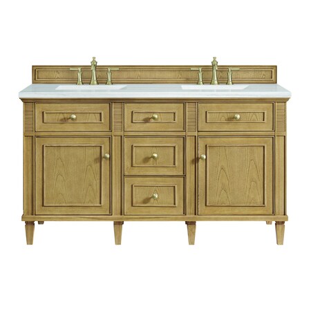 James Martin Vanities 60'' Double Vanity, Light Natural Oak w/ 3 CM Arctic Fall Solid Surface Top 424-V60D-LNO-3AF